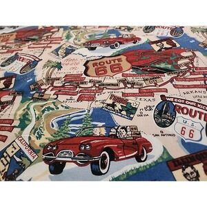 VTG Robert Kaufman Route 66 cotton Fabric OOP 43in X 22+in (@1/2 Yard) SUCH FUN!